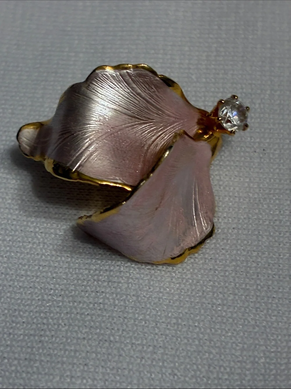 Vintage Cerrito Pearlized Pink Orchid Petal Crystal Stud Earrings